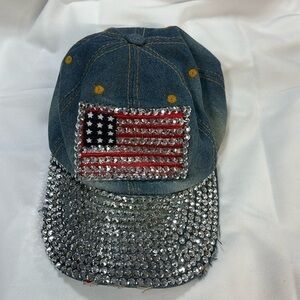Rue 21 etc. bling denim US flag sparking adjustable hat